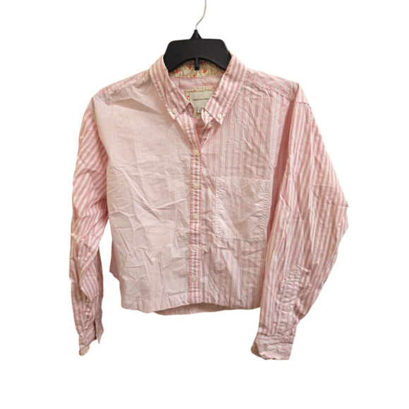 Excellent S Pink and White American Eagle Outfitters Button-Down Shirt - Picture 1 of 1